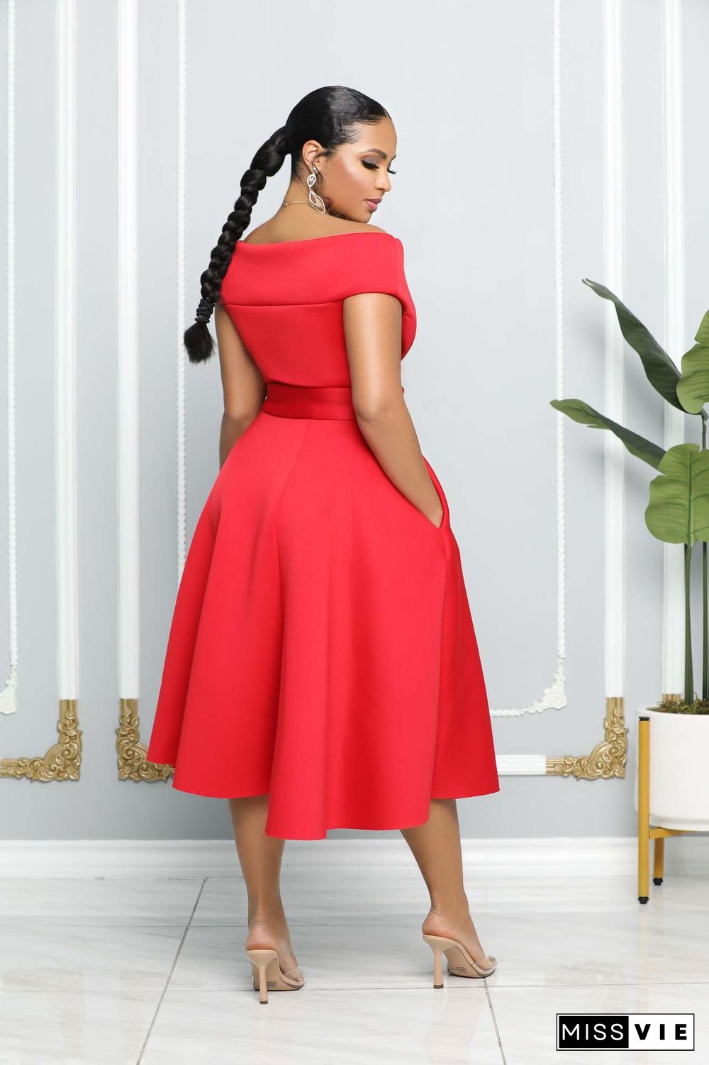 Elegant Off Shoulder with Sashes A Line Dresses