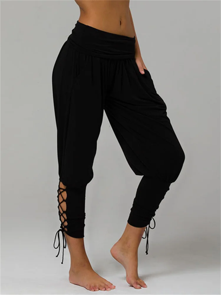 Laced Pleated Comfy Soft Yoga Pants