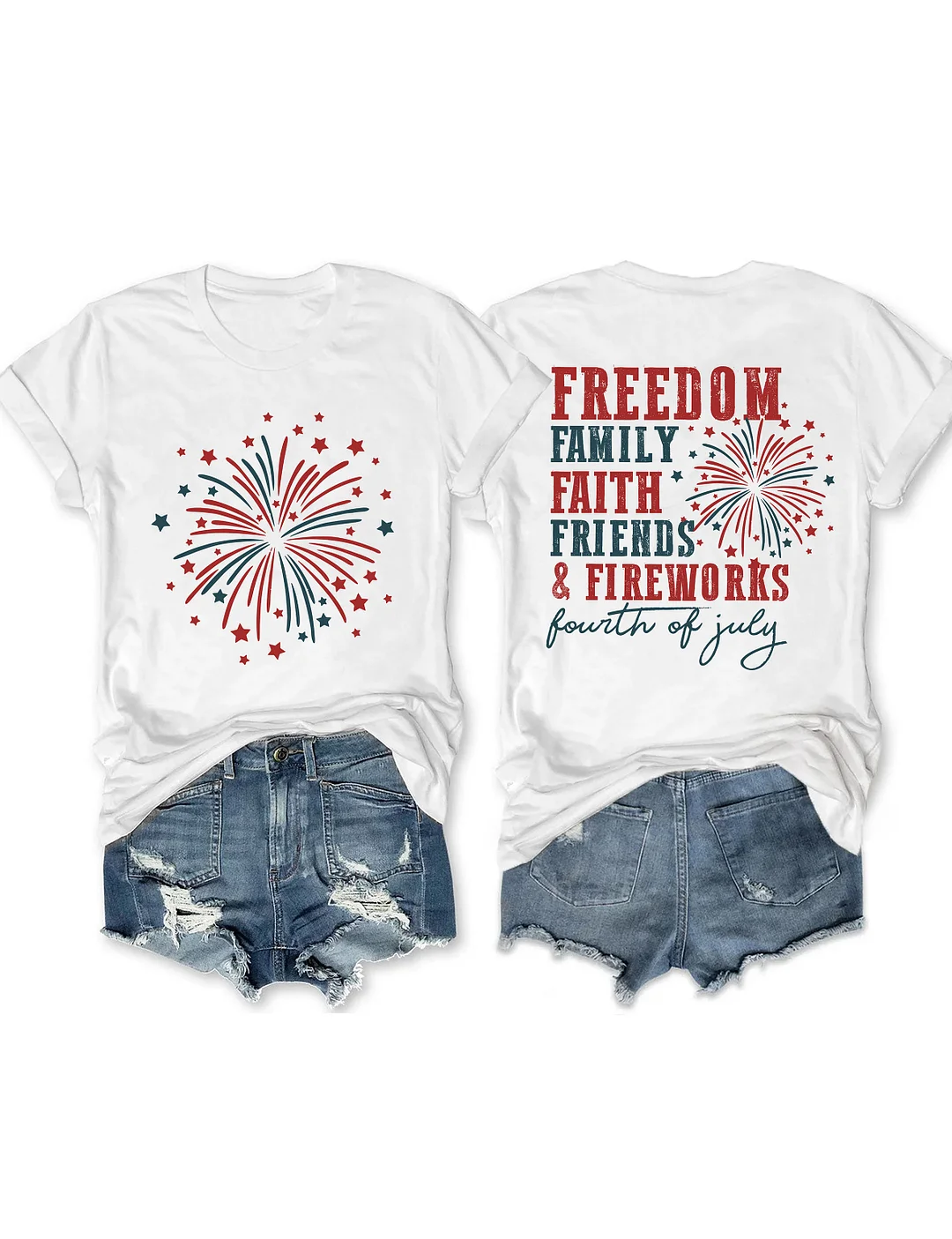 Freedom Family Faith Friends Fireworks T-Shirt