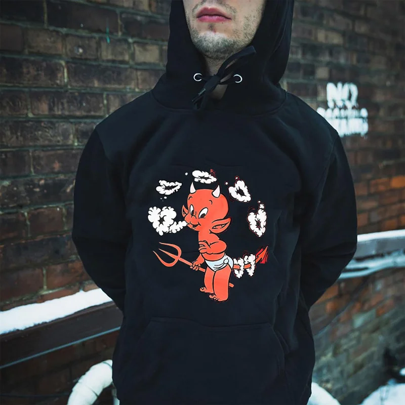 UPRANDY Cartoon Little Devil Printed Casual Men's Hoodie -  UPRANDY