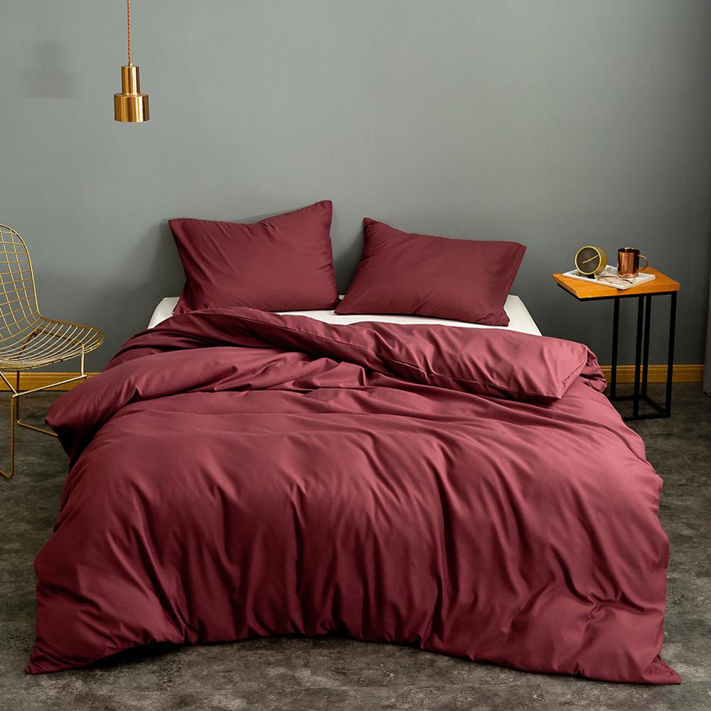 Red Duvet Cover  Bedding Quilt Cover Solid Color-Soft and Breathable - vzzhome