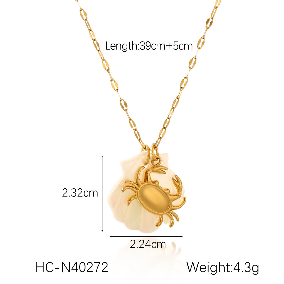 18K Gold Stainless Steel Starfish Seahorse Ocean Style Shell Pendant Necklace Ins Style Niche Design Clavicle Chain