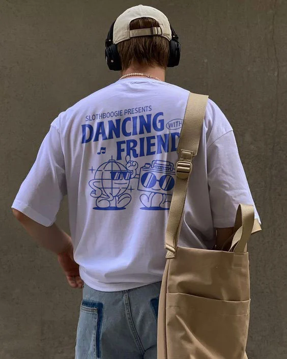 Dancing Friend Printing Casual Men's T-shirt