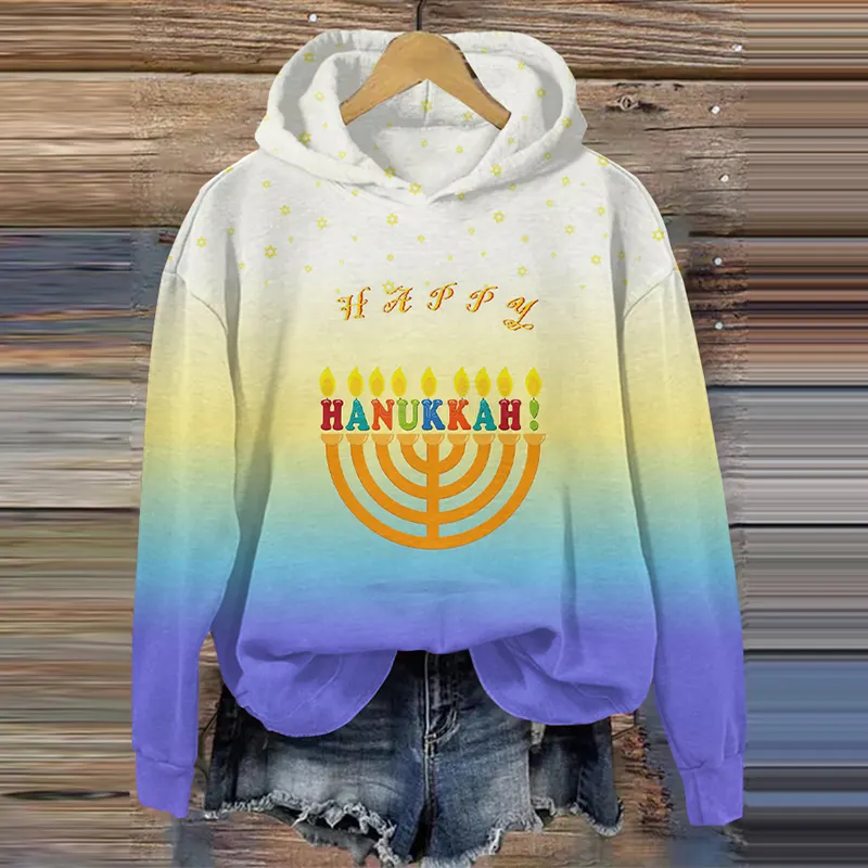 Retro Bright Happy Art Print Casual Hoodie