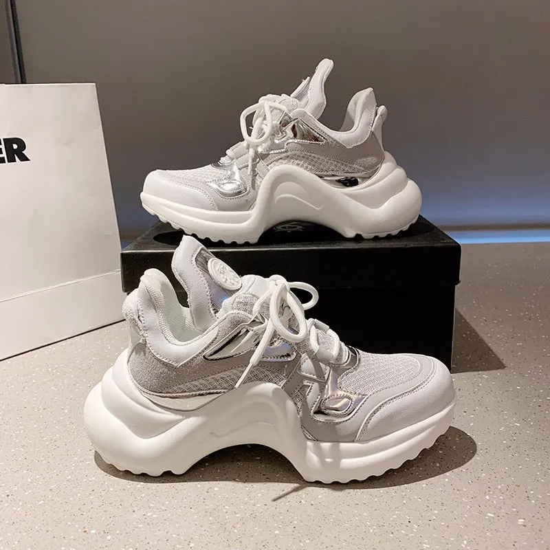 Summer Shoes Women 2021 Brand Design Bling Sequined Women's Casual Shoes Fashion Female Chunky Sneakers Stylish Sport Shoes