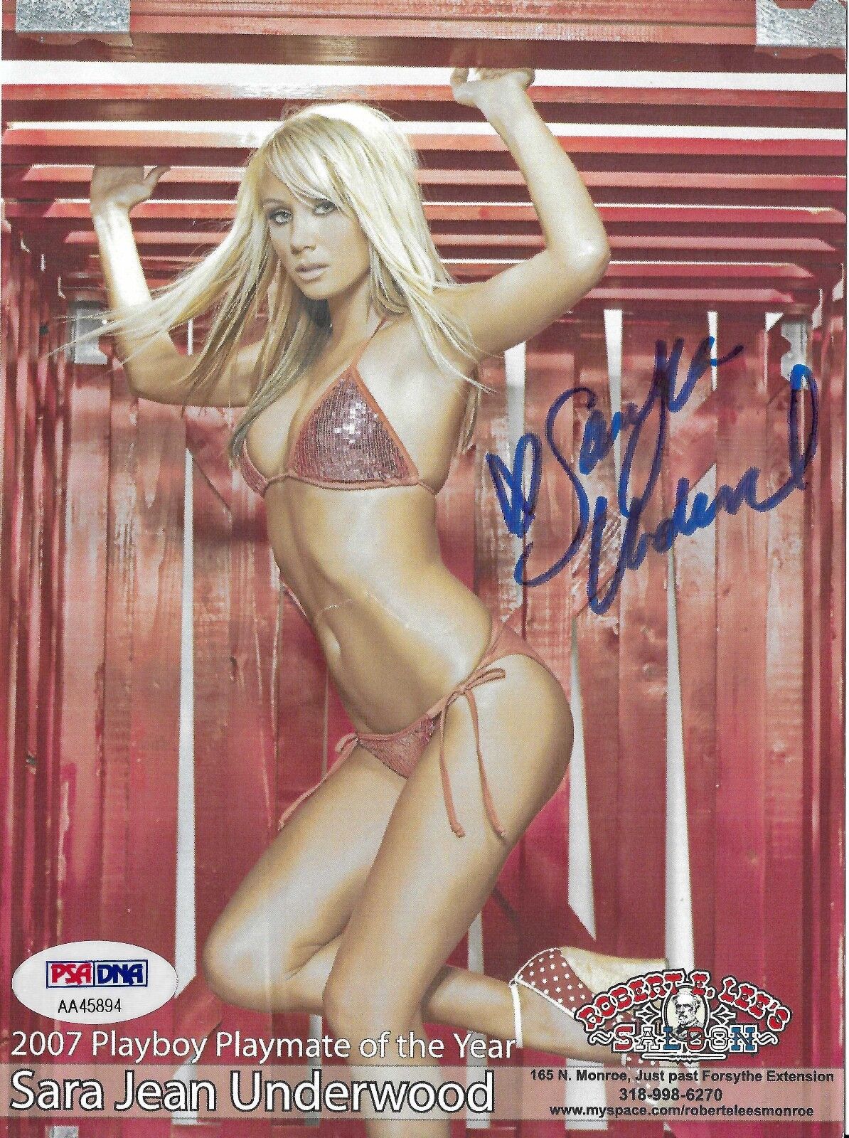 Sara Jean Underwood Signed 2007 Playboy Promo Event 5x7 Photo Poster painting Flier PSA/DNA COA