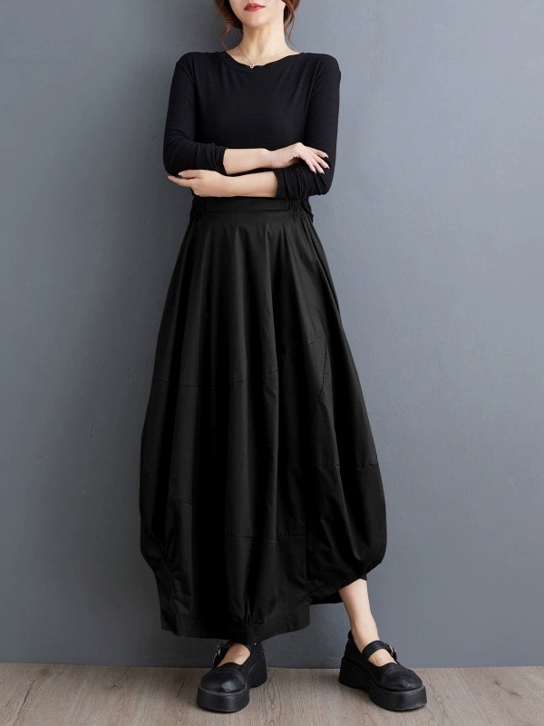 Irregular Loose Cotton Linen Floral Half Skirt