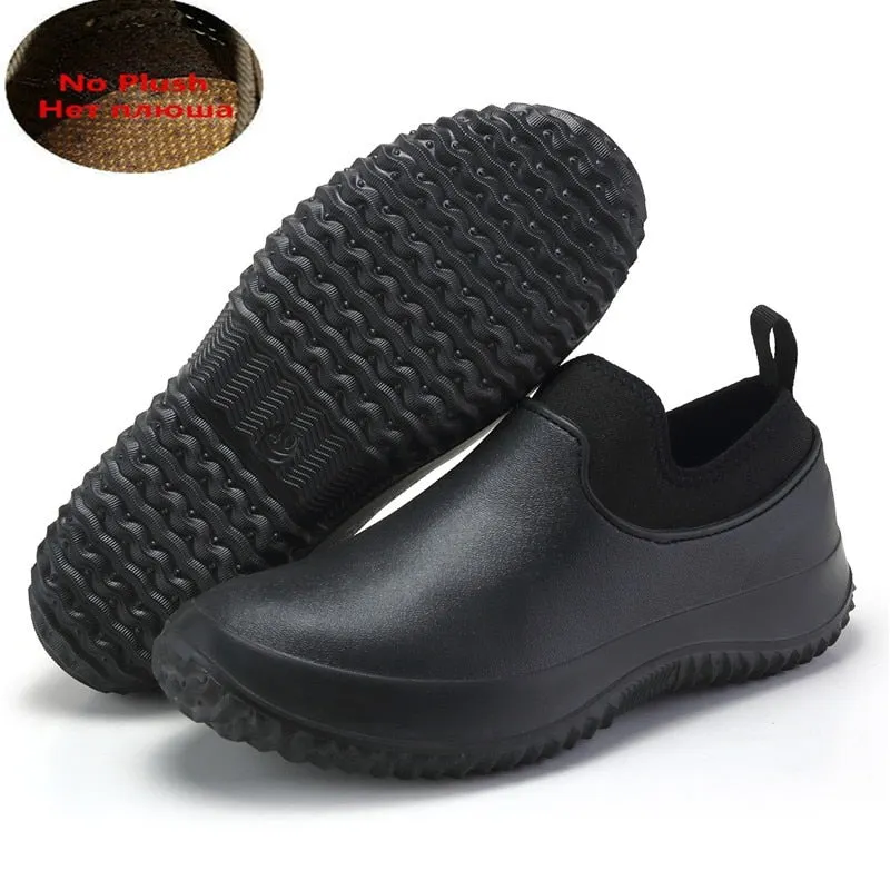 Mens Kitchen Working Shoes Non-slip Waterproof Chef Shoes Casual Unisex Work Shoes Water Shoes Rain Cotton Boots Plus Size 35-49