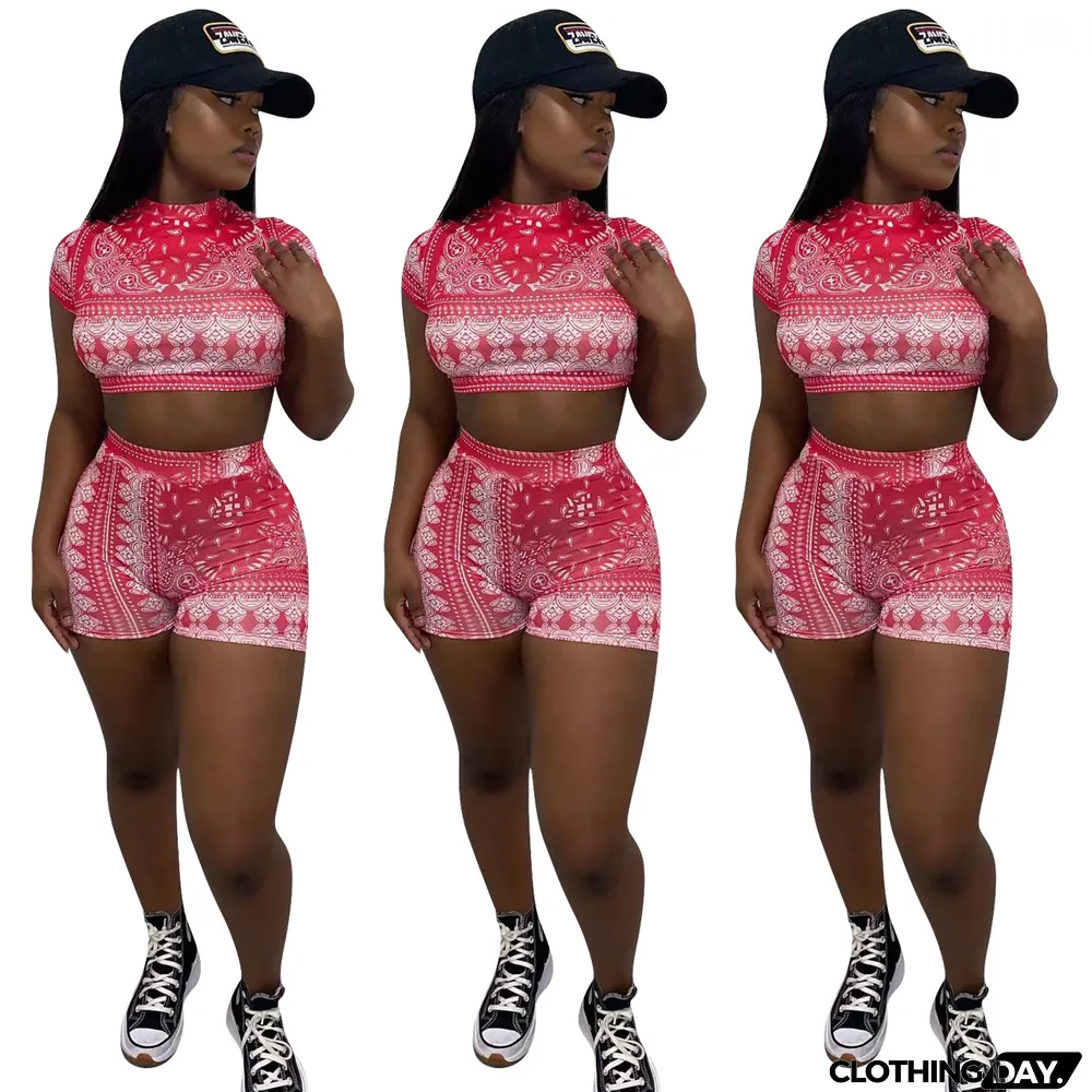 Ladies Fashion Sexy Print Low Back Two Piece Ladies