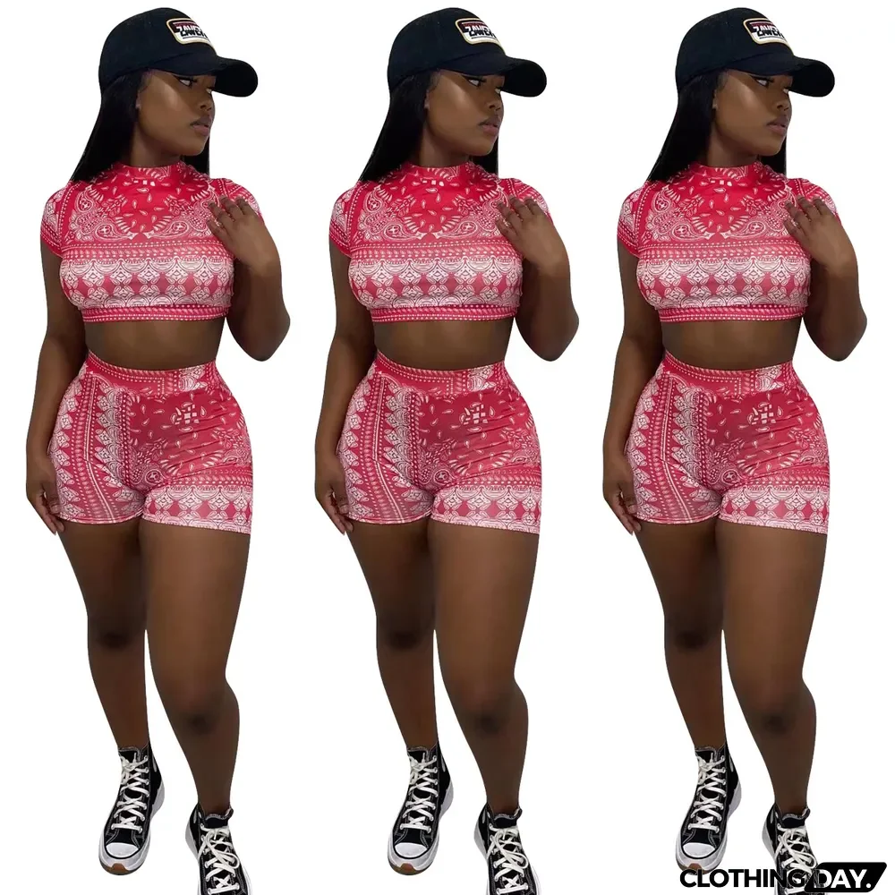 Ladies Fashion Sexy Print Low Back Two Piece Ladies