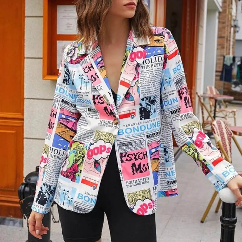 Fashion Trend Women Lapel Leopard Print Long Sleeves Suit Jacket Elegant Fall Winter Office Lady Cardigan Coat Casual Streetwear