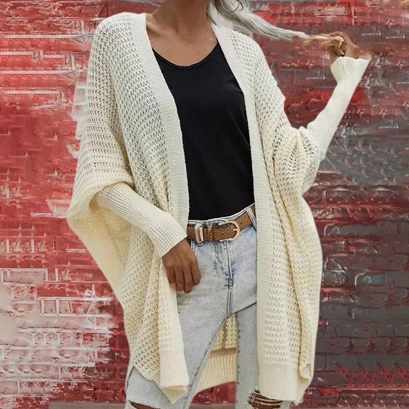 Solid Color Loose Casual Doll Sleeve Sweater Cardigan