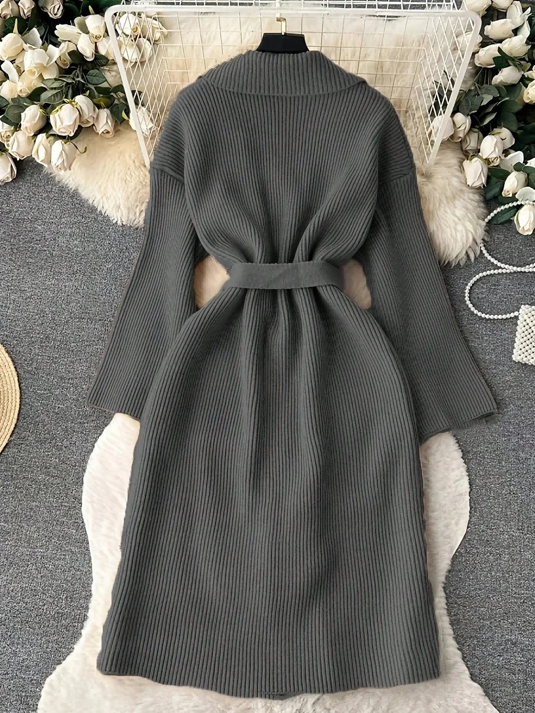 Nigikala Nigikala And Simple Sweater Coat Long Fashion Knitted Cardigan Coat Women's Clothing