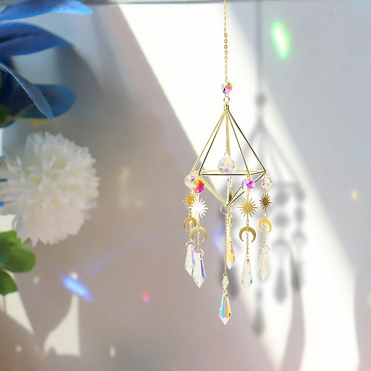 Crystal Windchimes Ornament Lighting Ball Home Hanging Pendant Decor (B)