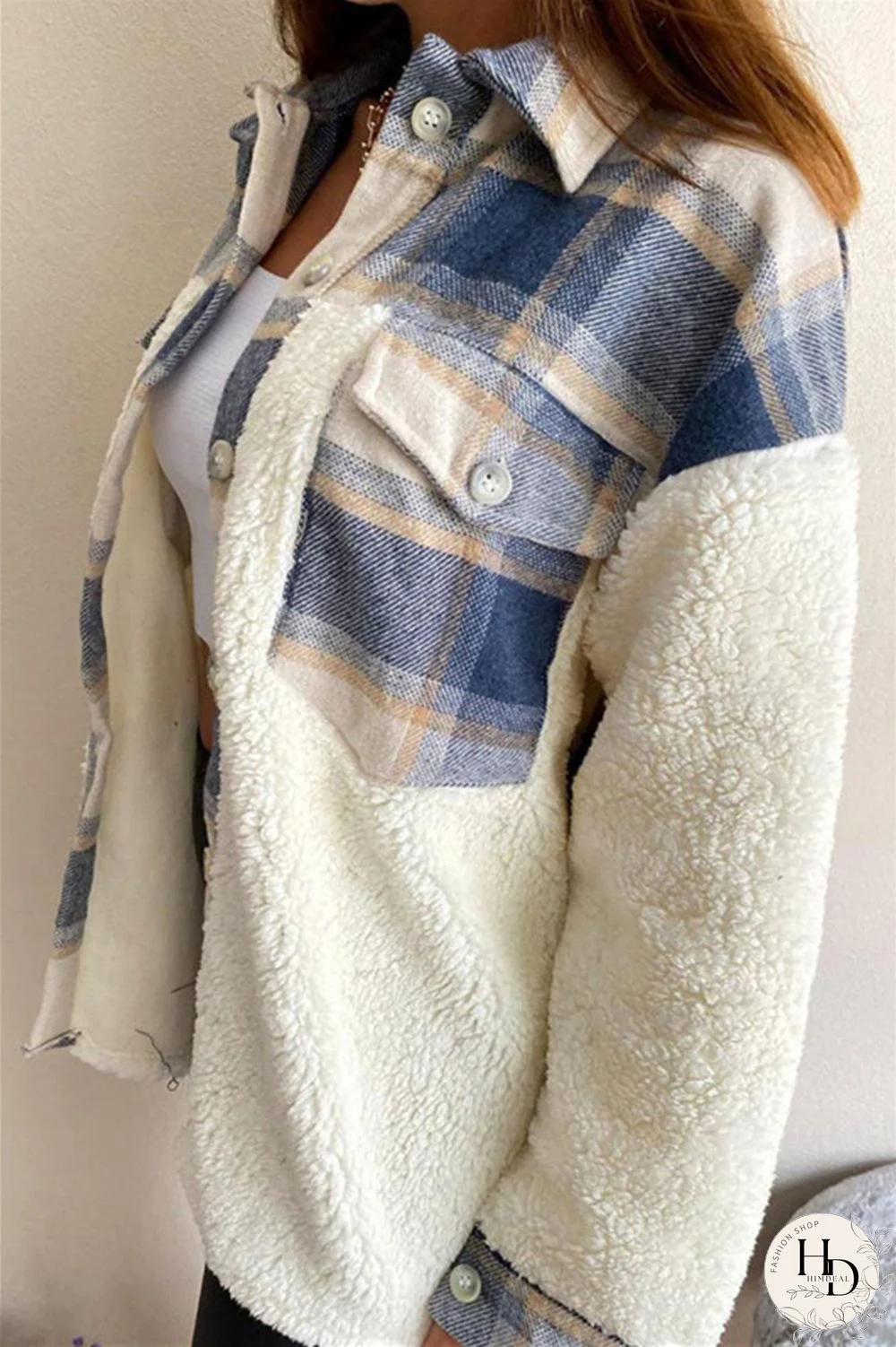 Red Fashion Casual Plaid Print Split Joint Cardigan Turndown Collar Outerwear