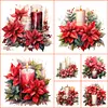 (Multi-Style)Christmas Flowers Candles-Full Round Diamond Painting 30*30CM
