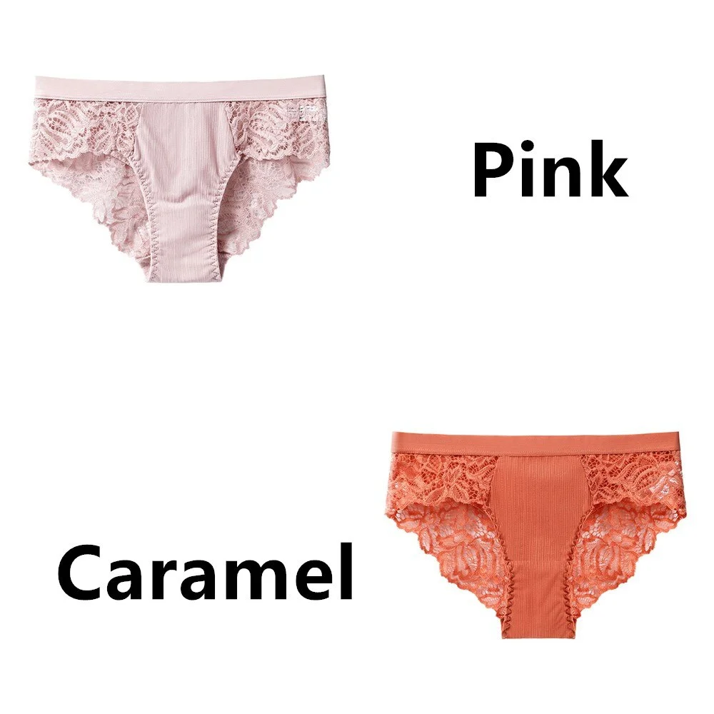 2Pcs/Lot Women's Invisible Underwear Panties Intimate Briefs For Women Sexy Transparent Floral Lace Panties Seamless Panty New