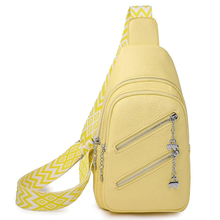Women Chest Bag PU Leather Fashion Crossbody Bag Fanny Pack Waist Bag (Yellow)