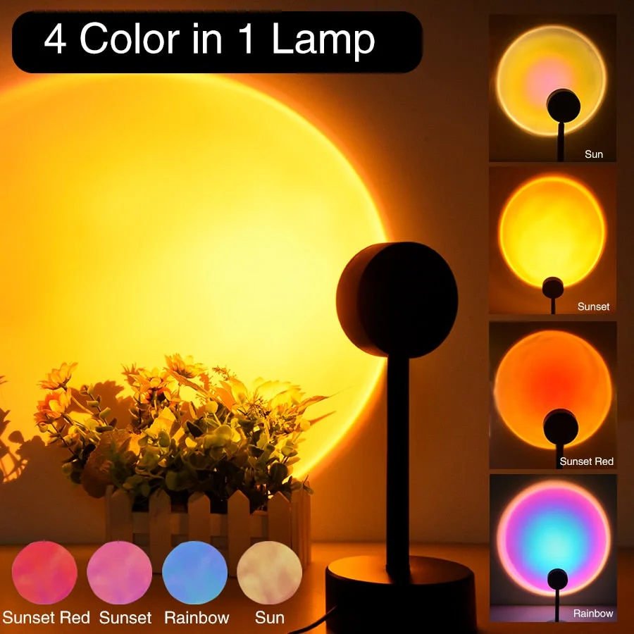 USB Sunset Lamp Sunset Projector Mood Light Living Room Bedroom Night Light Room Decor Bar Atmosphere Photography Background