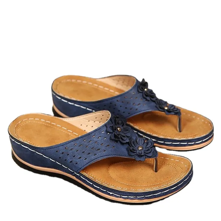 Breakj Breakj New Summer Flower Women Sandals Car Sewing Beach Shoes Large Size Word And Comfortable Sandals Women
