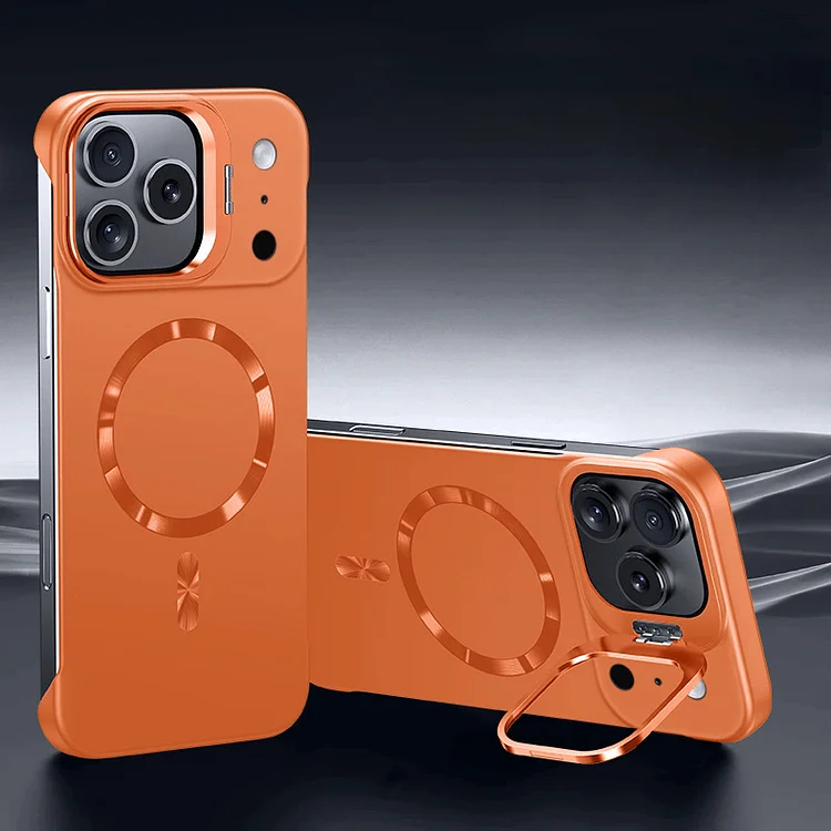 iPhone 17 ProMax/16/15/14 Paint-Finish Magnetic Stand Case with Hidden Lens Kickstand 
