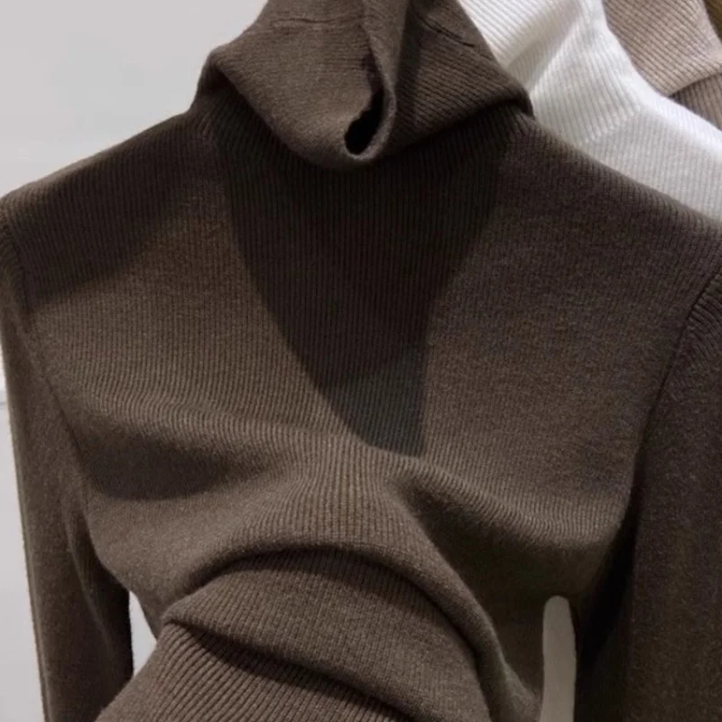 Uveng Uveng Soft-Sleeved Turtleneck Sweater Female Jacket In The 2024 Autumn And Winter Pile Collar Knitted Bottom Shirt Top