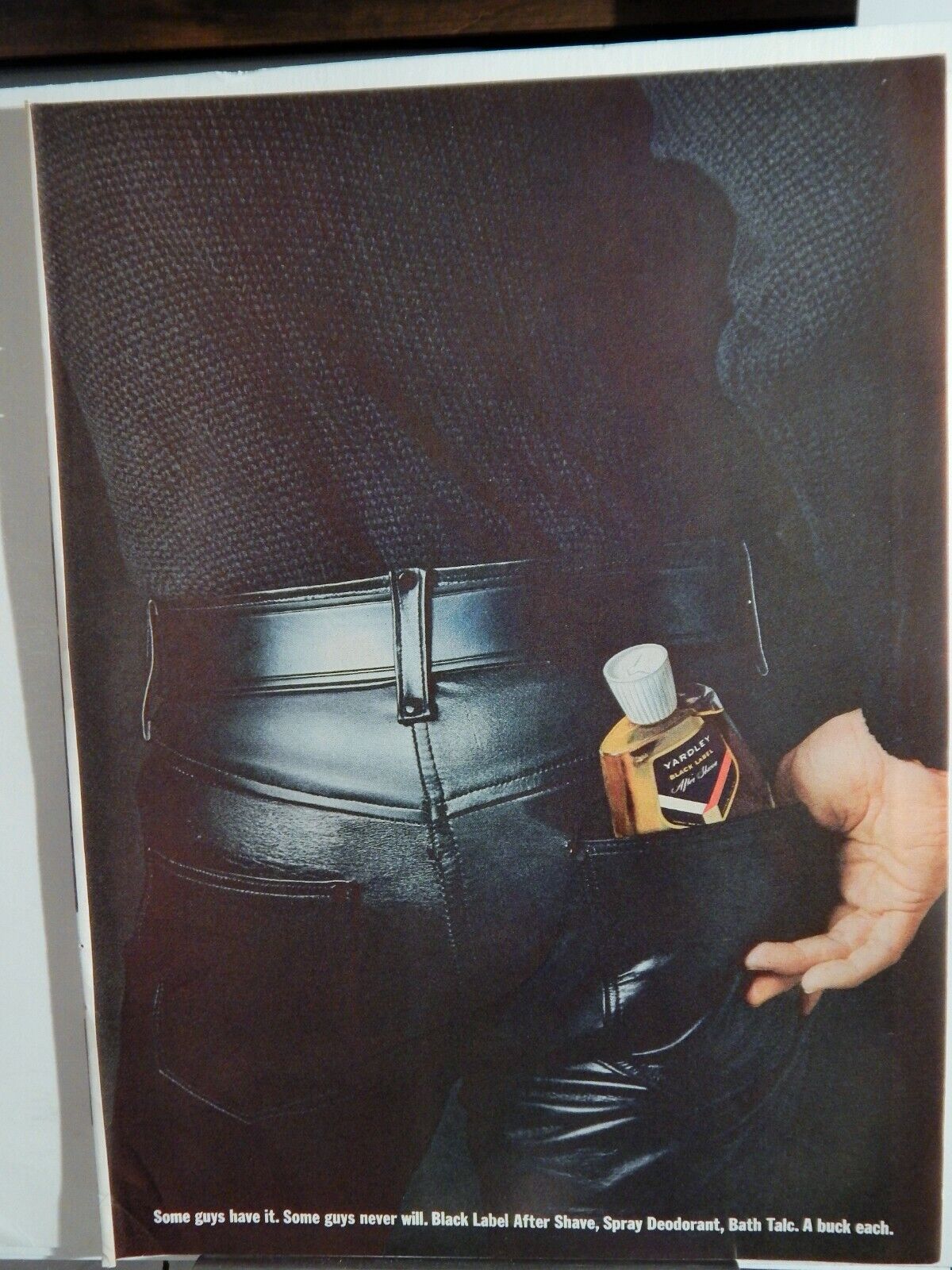 YARDLEY BLACK LABEL MENS AFTER SHAVE 1965 Photo Poster painting AD, RARE MUCH SOUGHT EPHEMERA