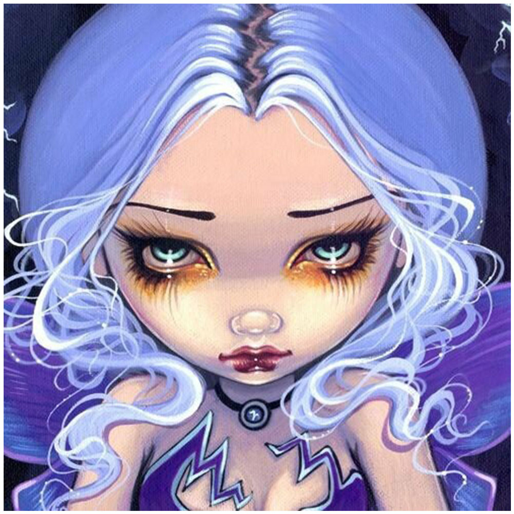 

30*30CM - Round Drill Diamond Painting - Big Eyes Doll, 501 Original