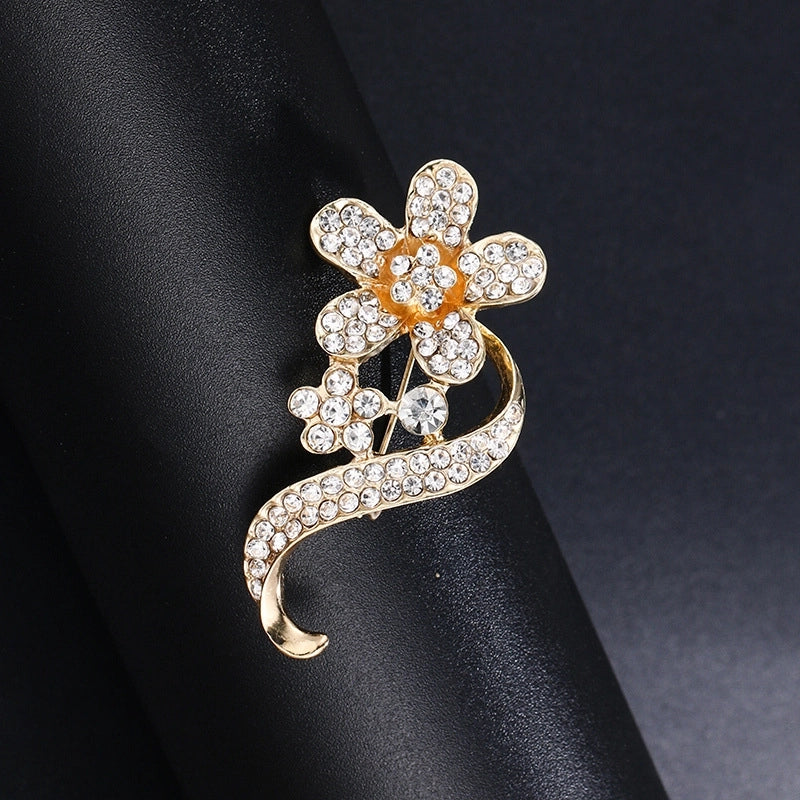 Elegant Pin Leaf Flower Butterfly Alloy Plating Inlay Rhinestones Pearl Women’S Brooches