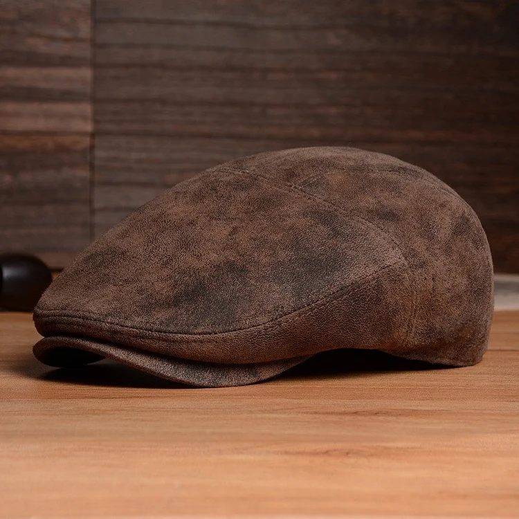 Premium Vintage Casual LEATHER Berets - Light Brown