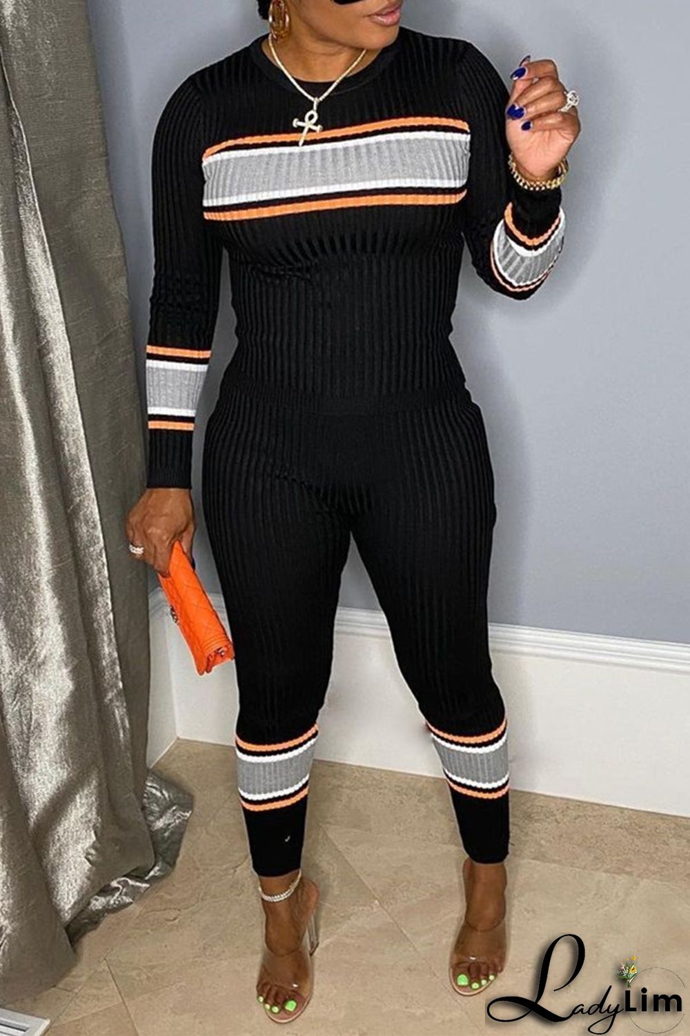 Red Fashion Casual Patchwork Basic O Neck Long Sleeve Two Pieces