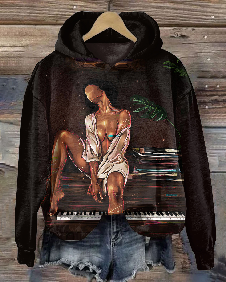 What A Beauty Cartoon Prints Long Sleeve Hoodie