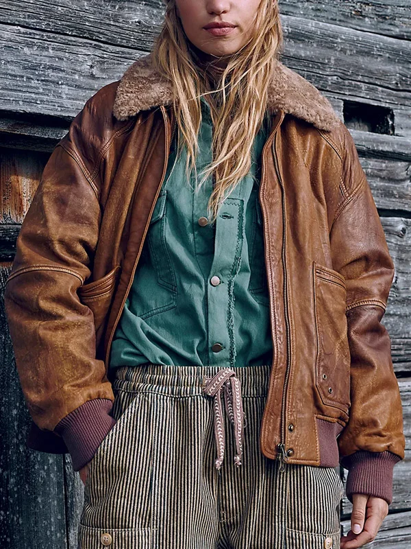Vintage Faux Leather Women's Jacket