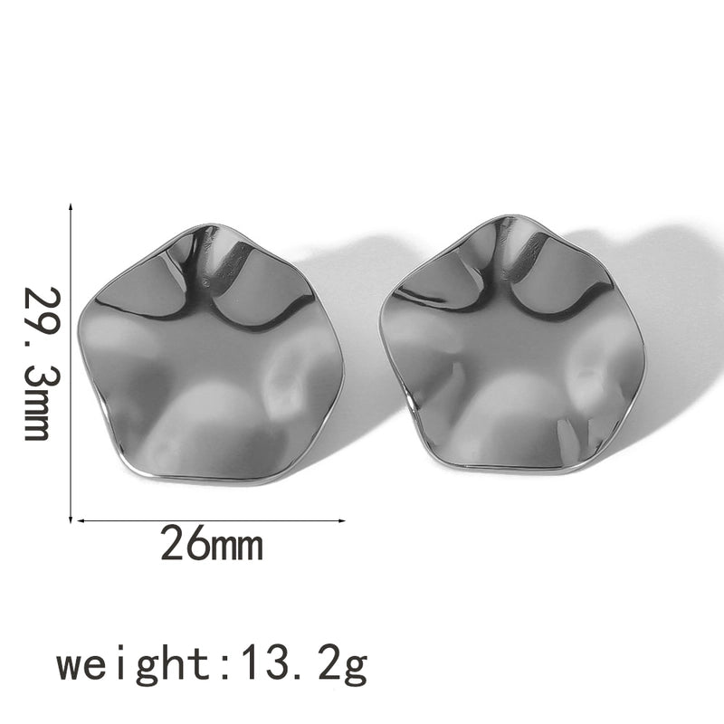 1 Pair Minimalist Quadrilateral Circle Heart Shape Polishing Plating 304 Stainless Steel 18K Gold Plated Ear Studs