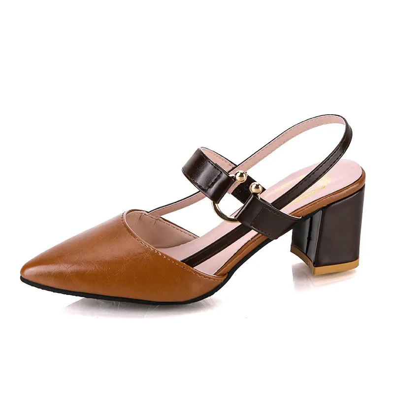 Breakj Breakj Spring And Summer New Single-Shoe Women's Sharp Head Thick-Heeled Women's Shoes Heeled High Heels Hollow Women's Sandals