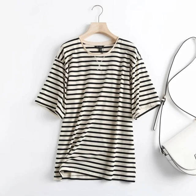 England High Street Vintage Loose Striped Harajuku T-shirt