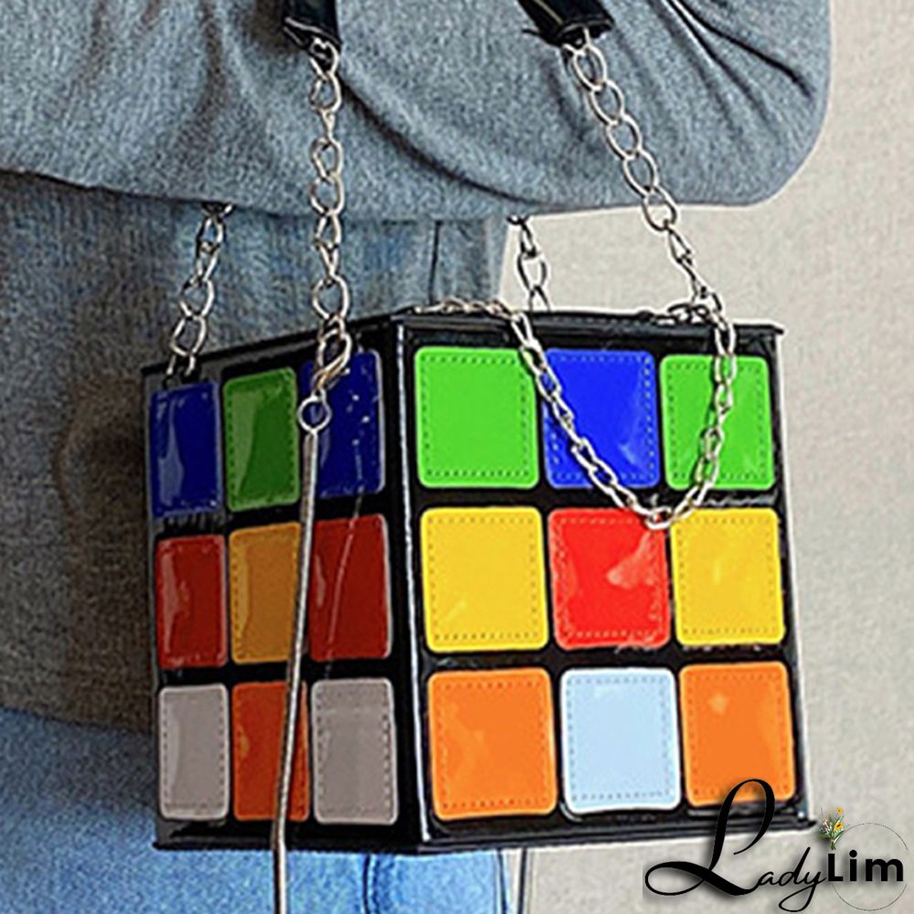 Multicolor Casual Patchwork Contrast Zipper Bags