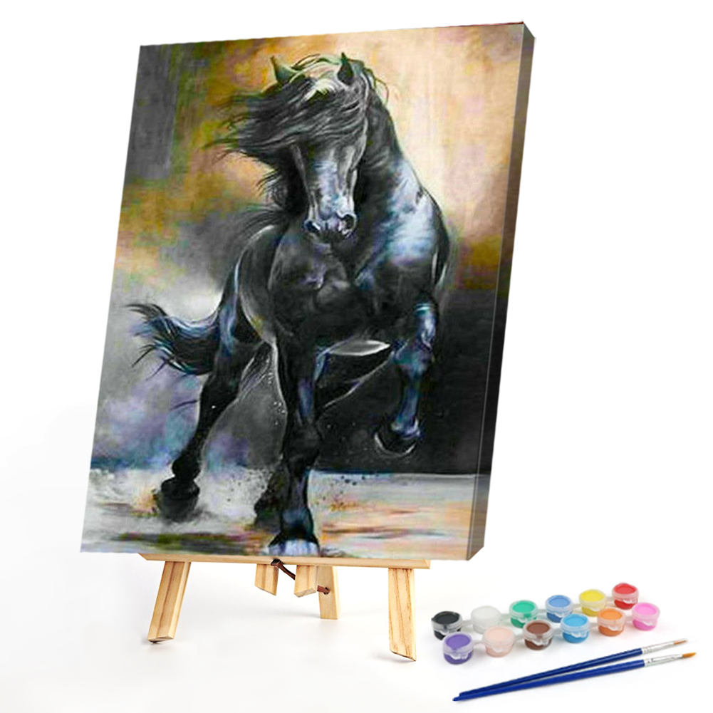 

40*50CM - Paint By Numbers - Black Horse, 501 Original