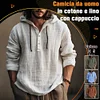 Gioiacombo&trade; Camicia da uomo a maniche lunghe in cotone e lino con cappuccio