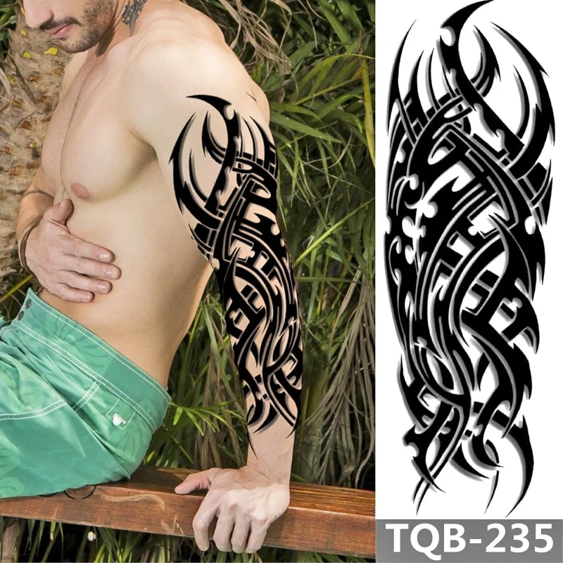 1Pcs Extra Large Temporary Tattoos Full Arm and Black Fire Arm Tattoo Sleeves for Men Women