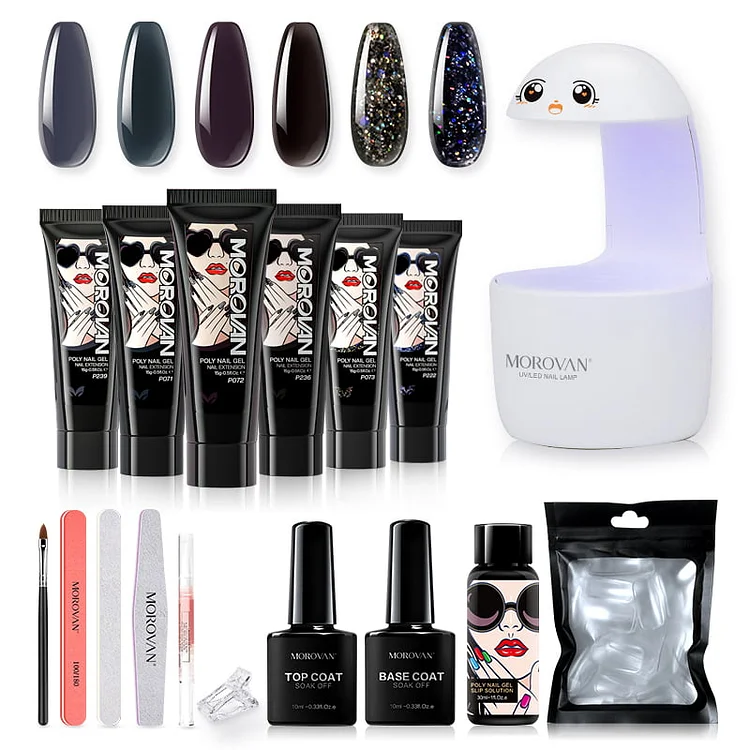 Infinite Darkness - 6 Colors 15ml Poly Nail Gel All-In-One Starter Kit【US ONLY】