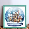 【Limited Stock Sale】Full Embroidery Cotton Thread 11CT Print Igloo Crystal Ball Cross Stitch 50x50cm tapestrymarket