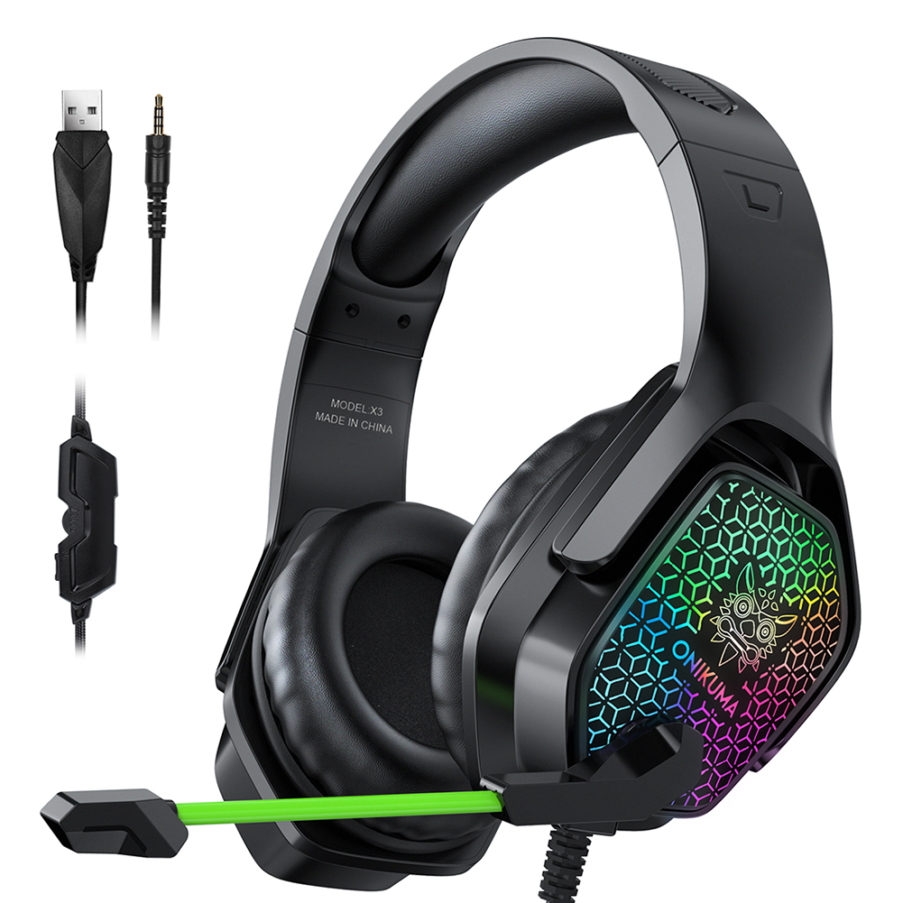 

ONIKUMA X3 3.5mm Wired Headphone USB RGB Over-Ear Gaming Headset for PS4 PC, 501 Original