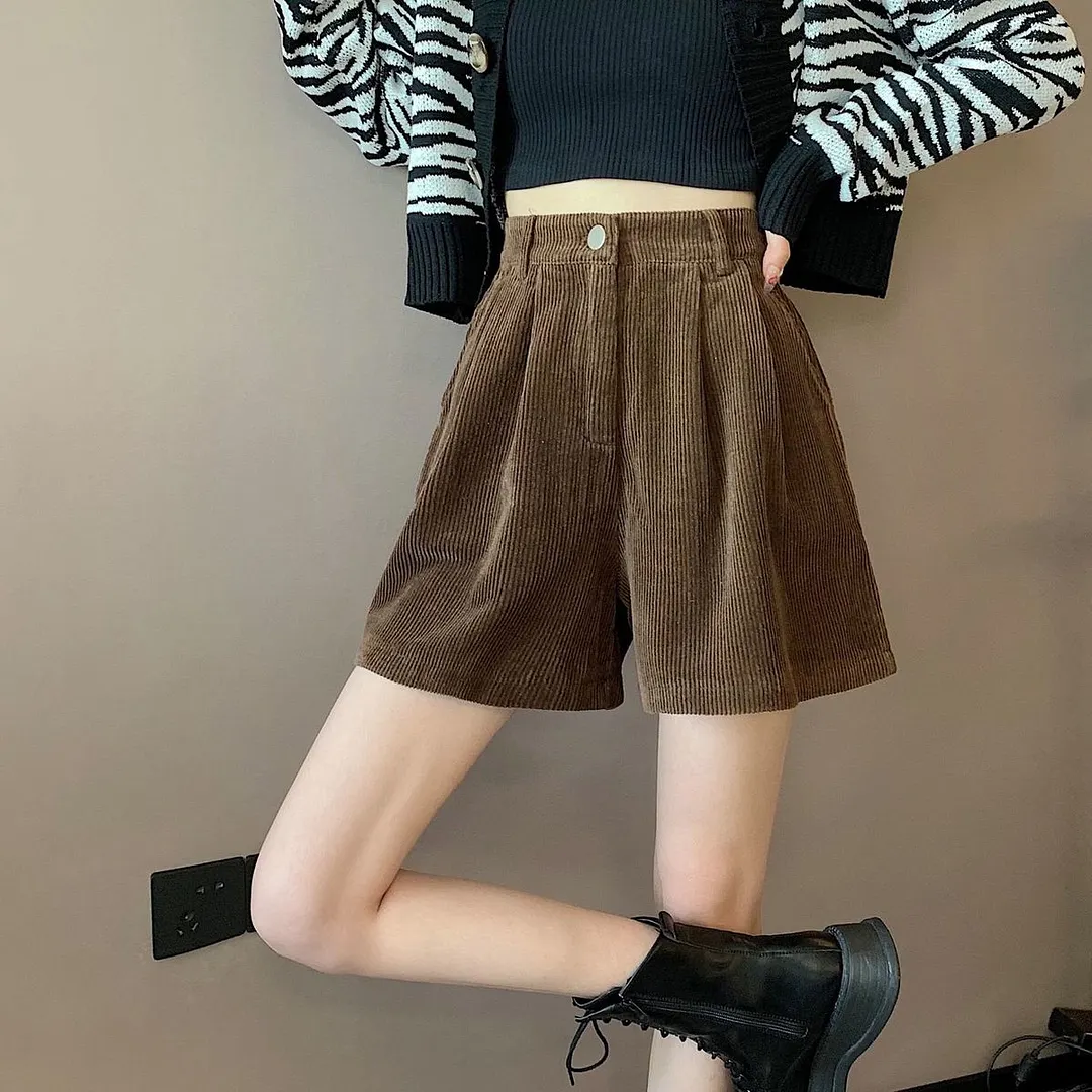 Brownm Academia High Waist Corduroy Shorts