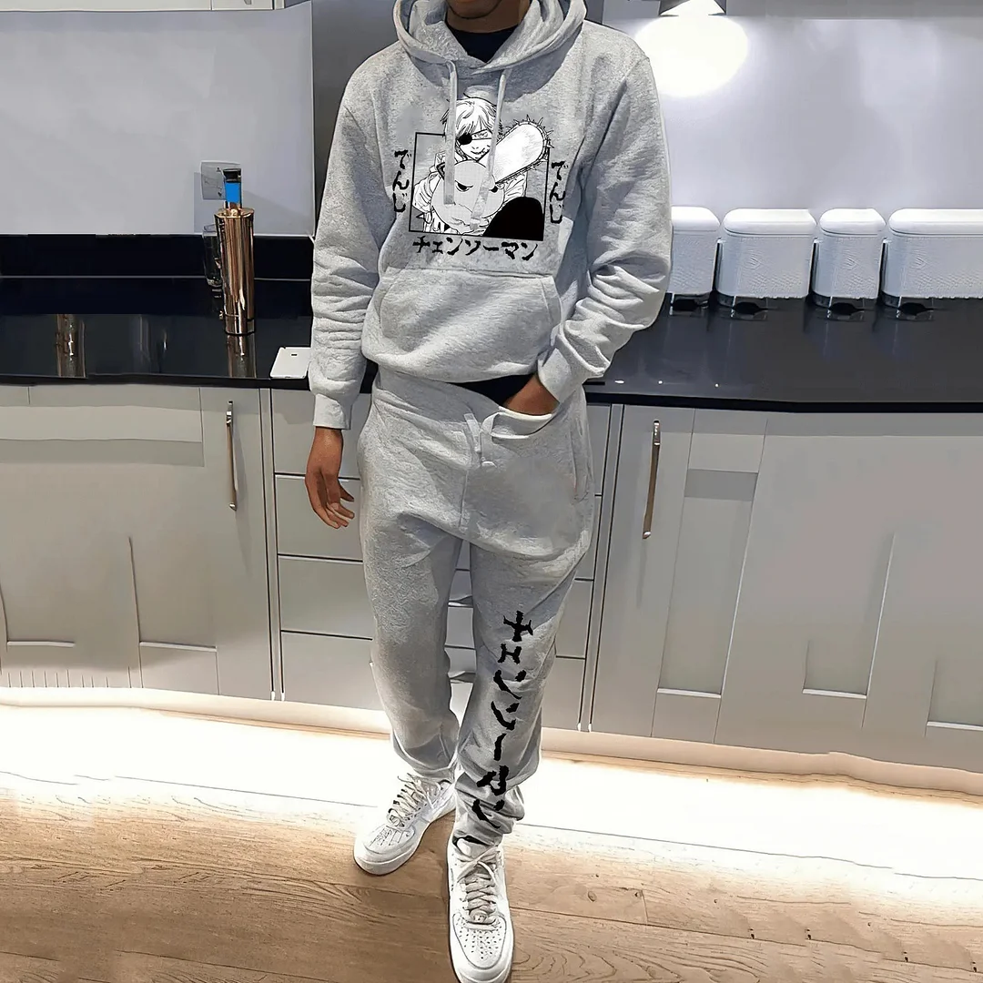 Casual Anime Print Two Piece Set