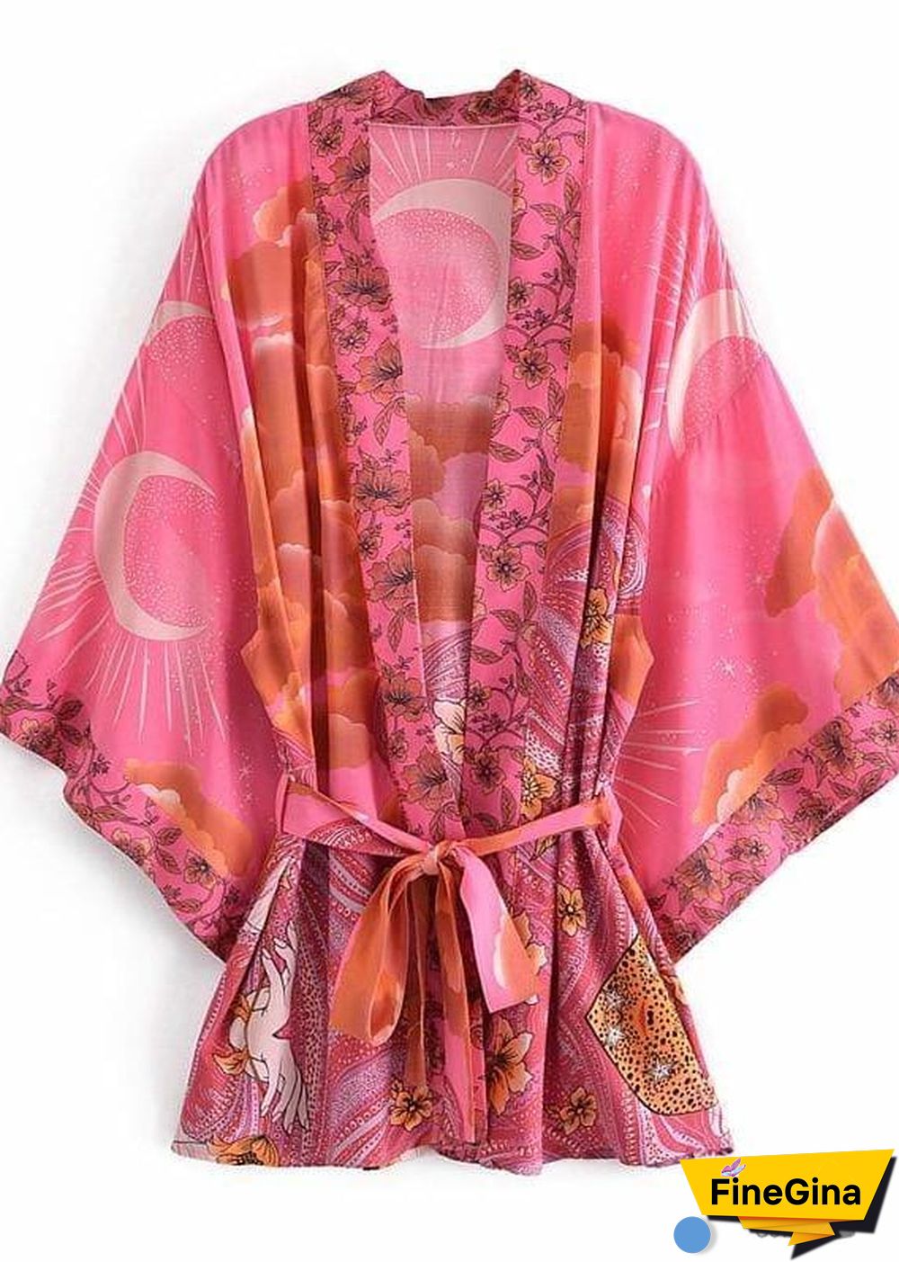 Women's Chic Galaxy Boho Kimono - Pink Dress