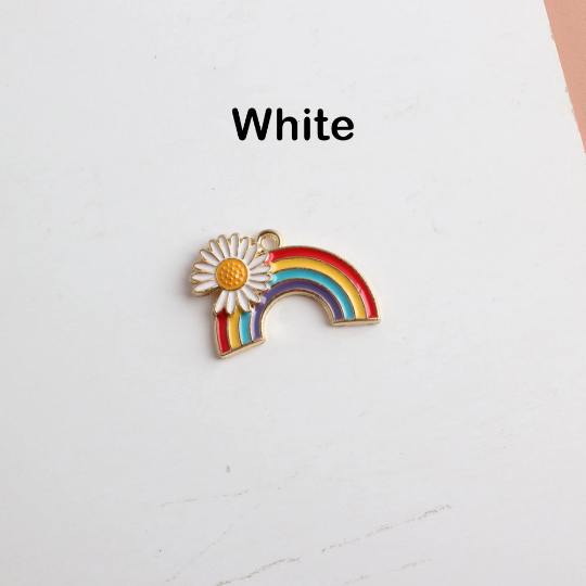 Bulk 10 30Pcs Daisy Rainbow Enamel Charms DIY Jewelry Bracelet Necklace Pendant Charms Gold Tone Enamel Floating Flower Charm 5 Style 