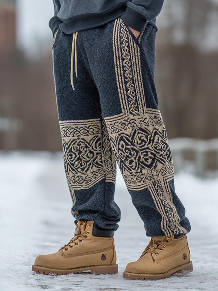 Comstylish Men's Viking Tribal Celtic Art Cozy Knit Pants