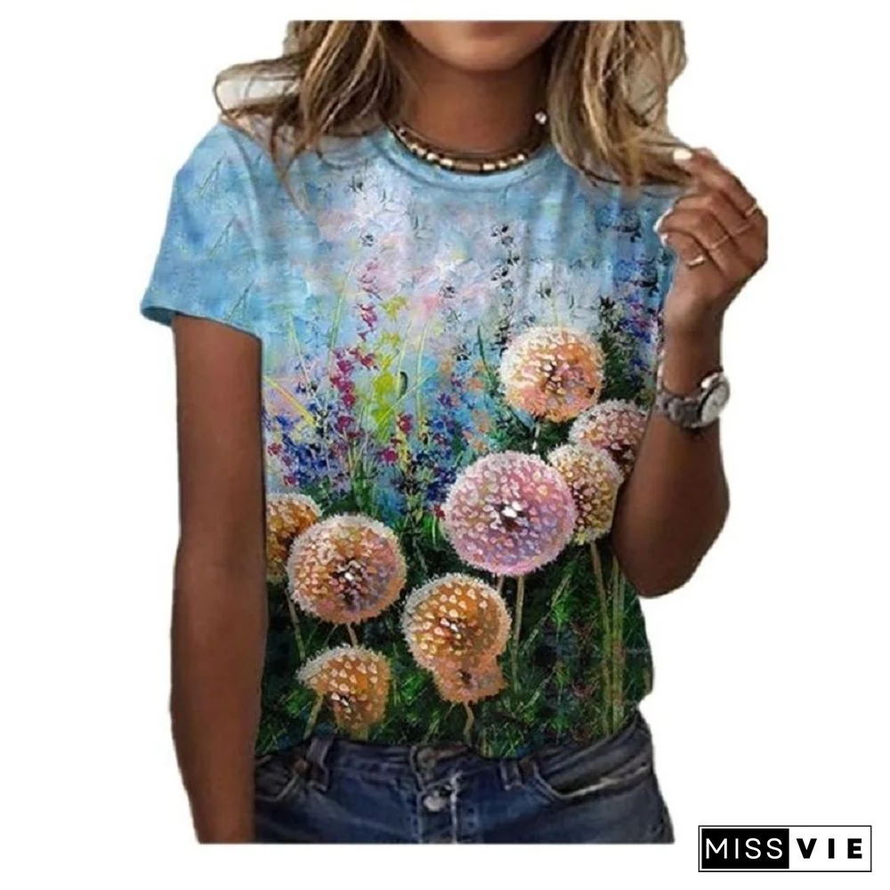 Harajuku Fashion T ShirtFor Women 3D Print T-Shirt Summer Tops Short Sleeve O-Neck Casual Oversized Blouses Woman Clothes