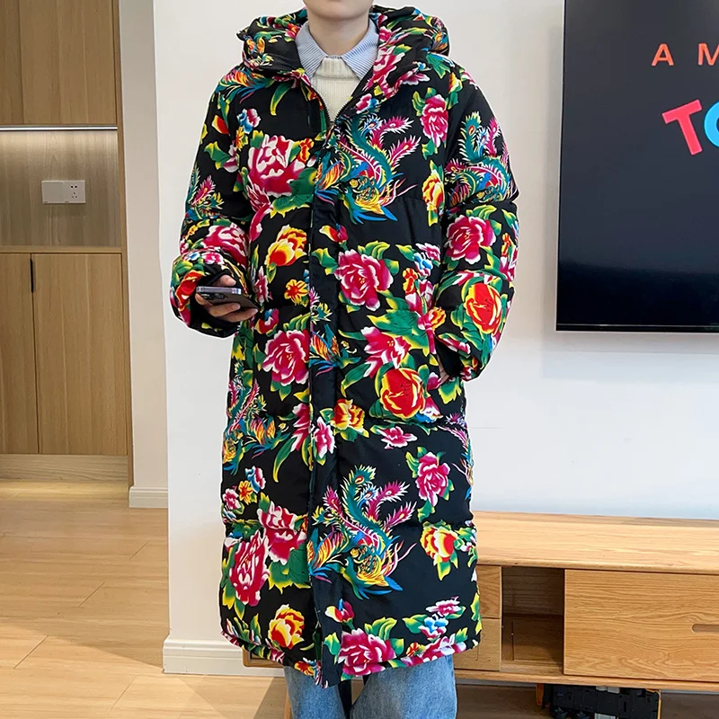 Toloer Long Cotton-Padded Coat Coat Northeast Dahua Chinese Style Hanfu Men And Women Loose Warm Cold Hooded Cotton-Padded Jacket Lovers-Outfit Ideas